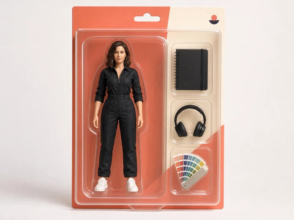 Creative director starter-pack figure example for AI Action Figure Generator