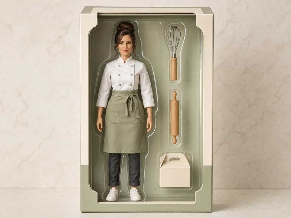 Pastry chef collector-box figure example for AI Action Figure Generator