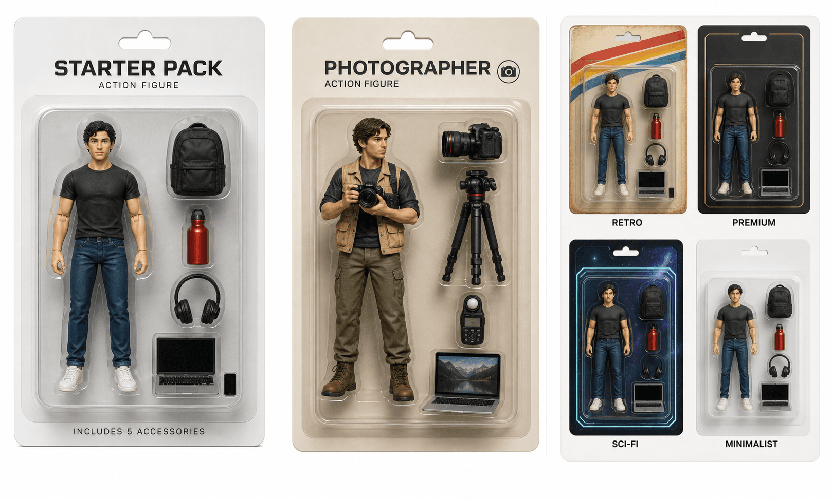 Real AI action figure generator examples example for AI Action Figure Generator